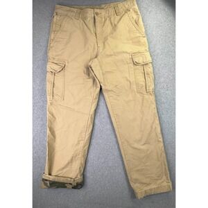 LL Bean Camo Lined Cargo Khaki Pants Men's Size 35x32" Hunt Hike Outdoor
